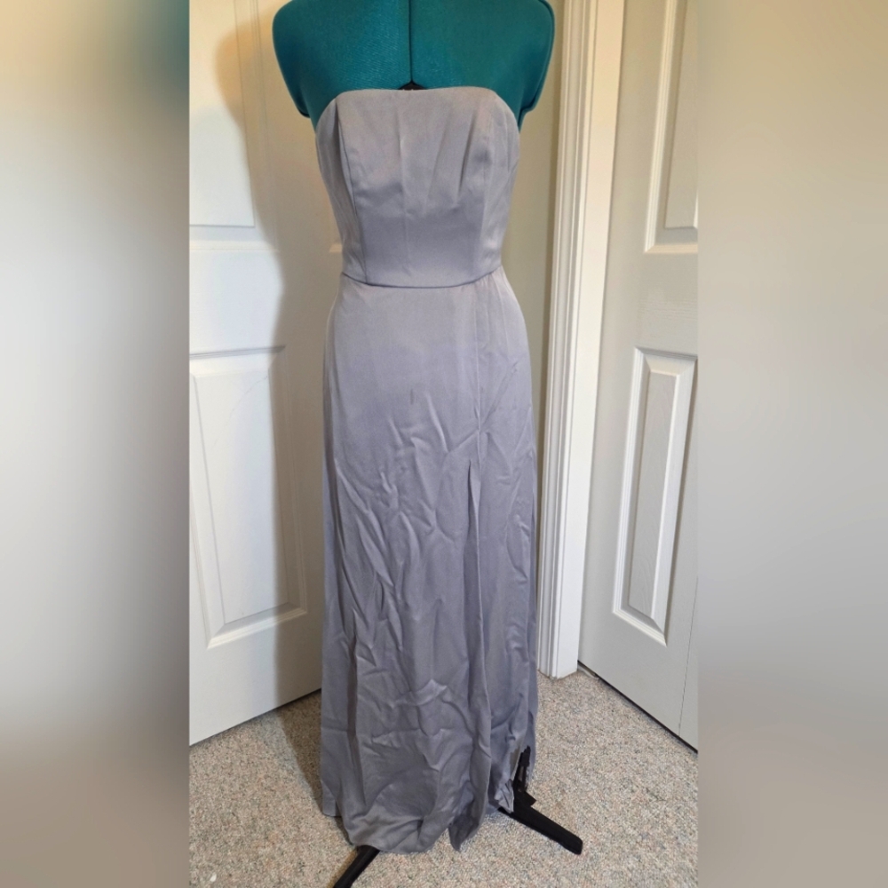 Gray Strapless Evening Dress